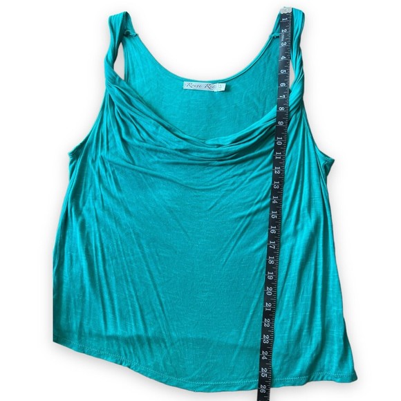 Rouge Red Women's Large Sleeveless Cowl Blouse Green Draped Tank Top L Rayon - Picture 6 of 8